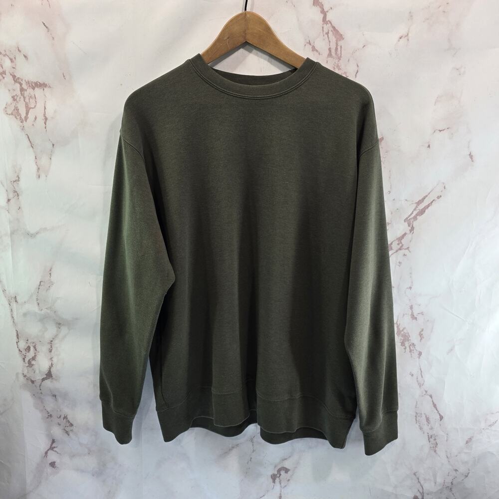 Boody Sweatshirt Mens Medium Green Pullover Organic Bamboo Seam Cloud Knit